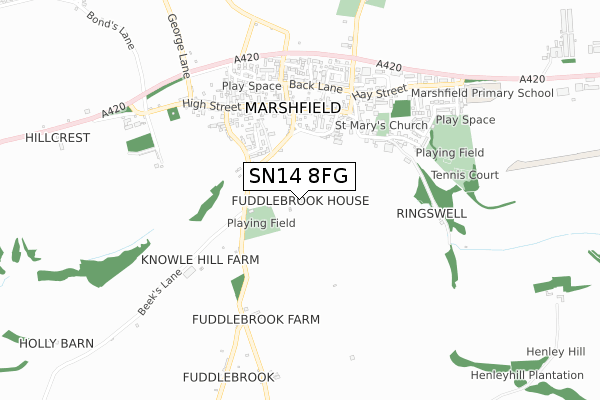 SN14 8FG map - small scale - OS Open Zoomstack (Ordnance Survey) SN14 8FG map - small scale - OS Open Zoomstack (Ordnance Survey)