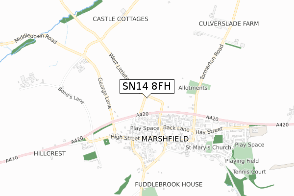 SN14 8FH map - small scale - OS Open Zoomstack (Ordnance Survey) SN14 8FH map - small scale - OS Open Zoomstack (Ordnance Survey)