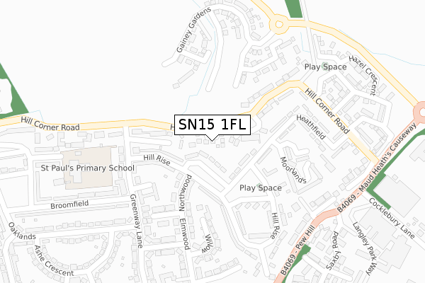 SN15 1FL map - large scale - OS Open Zoomstack (Ordnance Survey)