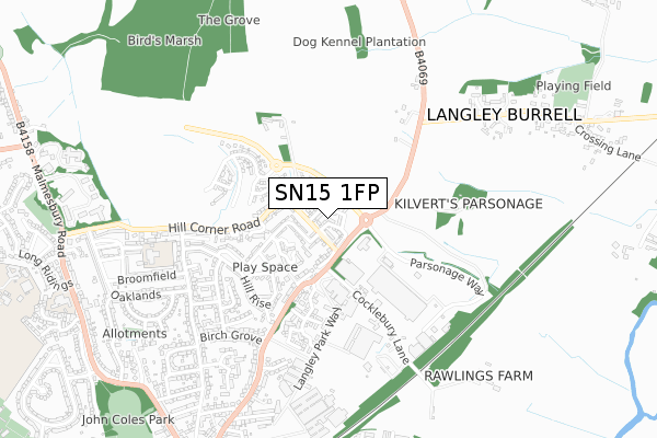 SN15 1FP map - small scale - OS Open Zoomstack (Ordnance Survey)