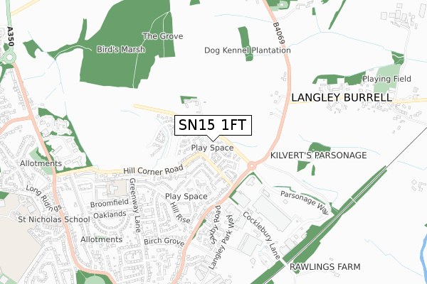 SN15 1FT map - small scale - OS Open Zoomstack (Ordnance Survey)