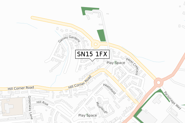 SN15 1FX map - large scale - OS Open Zoomstack (Ordnance Survey)