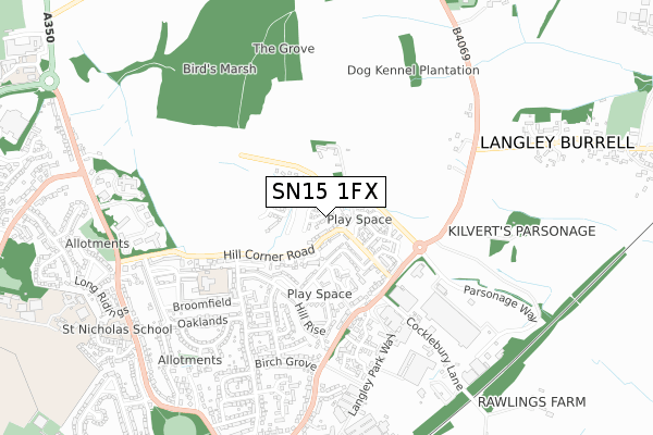SN15 1FX map - small scale - OS Open Zoomstack (Ordnance Survey)