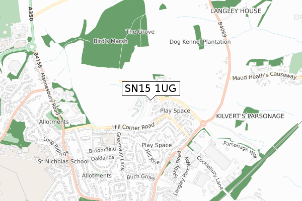 SN15 1UG map - small scale - OS Open Zoomstack (Ordnance Survey)