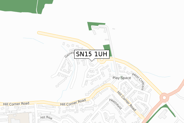 SN15 1UH map - large scale - OS Open Zoomstack (Ordnance Survey)