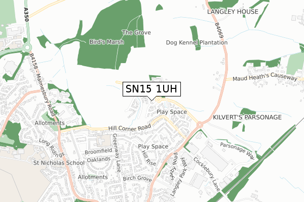 SN15 1UH map - small scale - OS Open Zoomstack (Ordnance Survey)