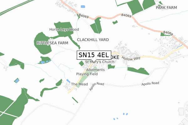 SN15 4EL map - small scale - OS Open Zoomstack (Ordnance Survey)