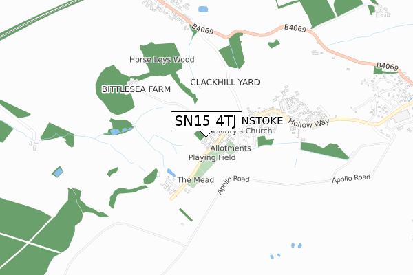 SN15 4TJ map - small scale - OS Open Zoomstack (Ordnance Survey)