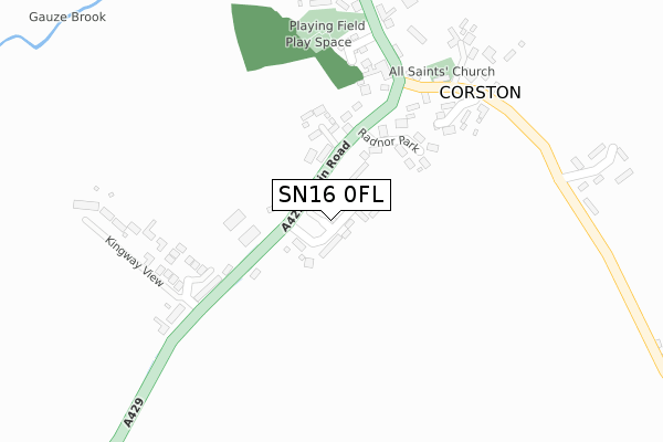 SN16 0FL map - large scale - OS Open Zoomstack (Ordnance Survey)