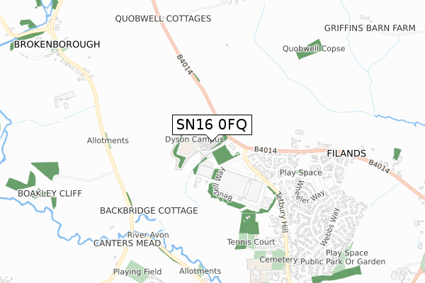 SN16 0FQ map - small scale - OS Open Zoomstack (Ordnance Survey) SN16 0FQ map - small scale - OS Open Zoomstack (Ordnance Survey)