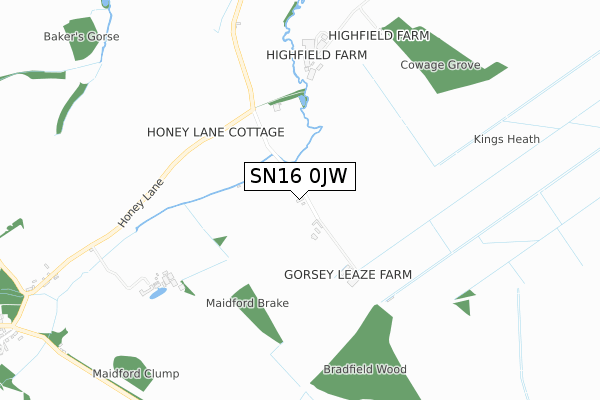 SN16 0JW map - small scale - OS Open Zoomstack (Ordnance Survey) SN16 0JW map - small scale - OS Open Zoomstack (Ordnance Survey)