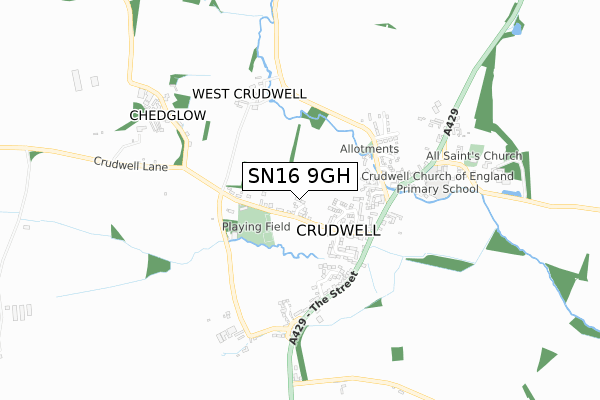 SN16 9GH map - small scale - OS Open Zoomstack (Ordnance Survey) SN16 9GH map - small scale - OS Open Zoomstack (Ordnance Survey)