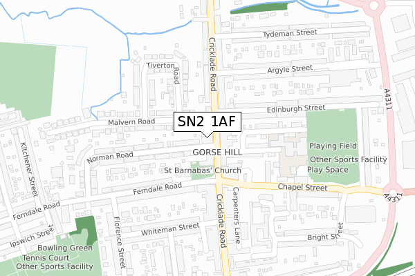 SN2 1AF map - large scale - OS Open Zoomstack (Ordnance Survey)