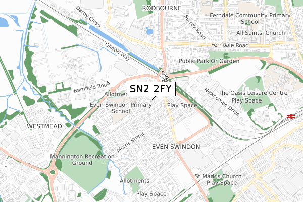 SN2 2FY map - small scale - OS Open Zoomstack (Ordnance Survey)