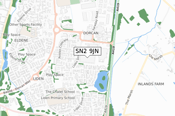 SN2 9JN map - small scale - OS Open Zoomstack (Ordnance Survey)