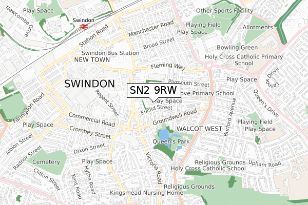 SN2 9RW map - small scale - OS Open Zoomstack (Ordnance Survey)