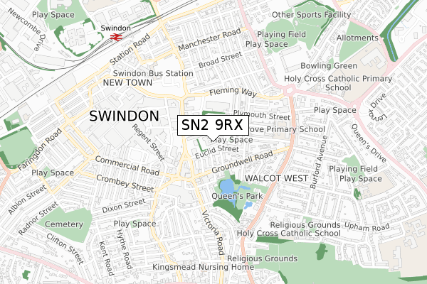 SN2 9RX map - small scale - OS Open Zoomstack (Ordnance Survey)