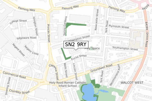 SN2 9RY map - large scale - OS Open Zoomstack (Ordnance Survey)