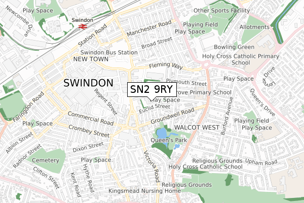 SN2 9RY map - small scale - OS Open Zoomstack (Ordnance Survey)