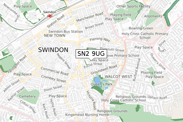 SN2 9UG map - small scale - OS Open Zoomstack (Ordnance Survey)