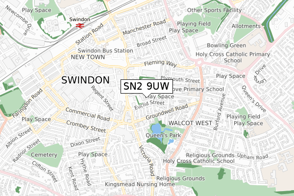 SN2 9UW map - small scale - OS Open Zoomstack (Ordnance Survey)