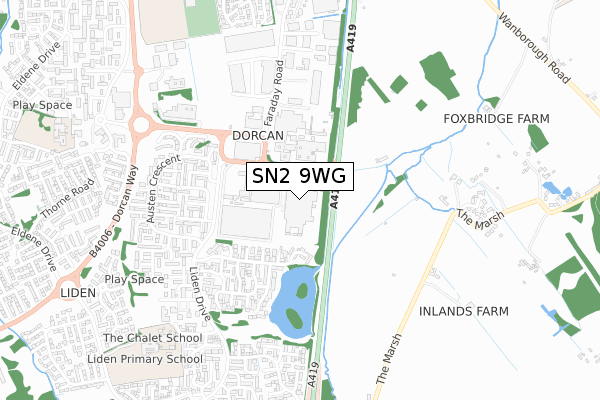 SN2 9WG map - small scale - OS Open Zoomstack (Ordnance Survey)