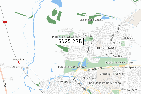 SN25 2RB map - small scale - OS Open Zoomstack (Ordnance Survey)