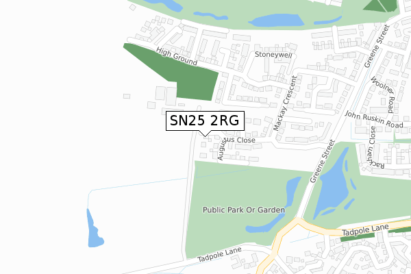 SN25 2RG map - large scale - OS Open Zoomstack (Ordnance Survey)