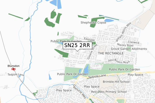 SN25 2RR map - small scale - OS Open Zoomstack (Ordnance Survey)