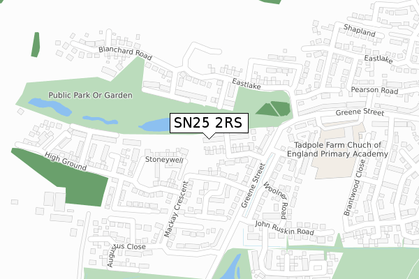 SN25 2RS map - large scale - OS Open Zoomstack (Ordnance Survey)