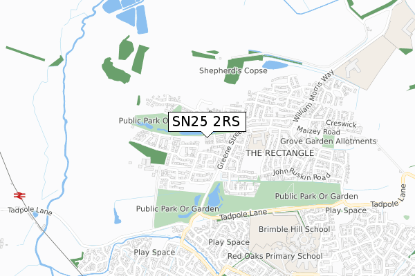 SN25 2RS map - small scale - OS Open Zoomstack (Ordnance Survey)