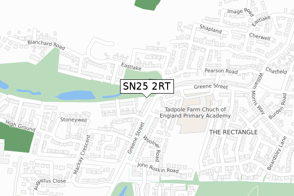 SN25 2RT map - large scale - OS Open Zoomstack (Ordnance Survey)