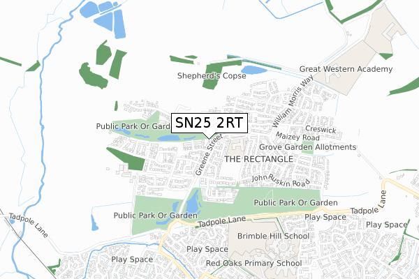 SN25 2RT map - small scale - OS Open Zoomstack (Ordnance Survey)