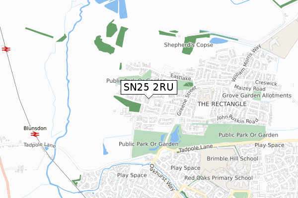 SN25 2RU map - small scale - OS Open Zoomstack (Ordnance Survey)