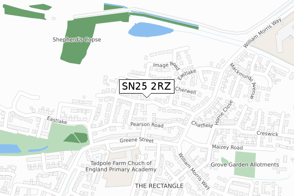 SN25 2RZ map - large scale - OS Open Zoomstack (Ordnance Survey)