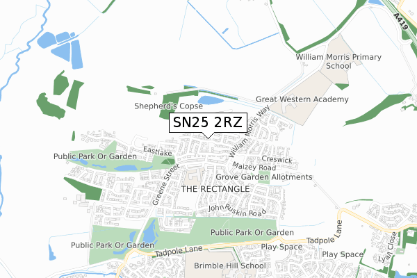 SN25 2RZ map - small scale - OS Open Zoomstack (Ordnance Survey)