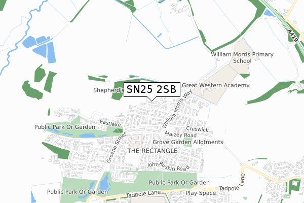 SN25 2SB map - small scale - OS Open Zoomstack (Ordnance Survey)