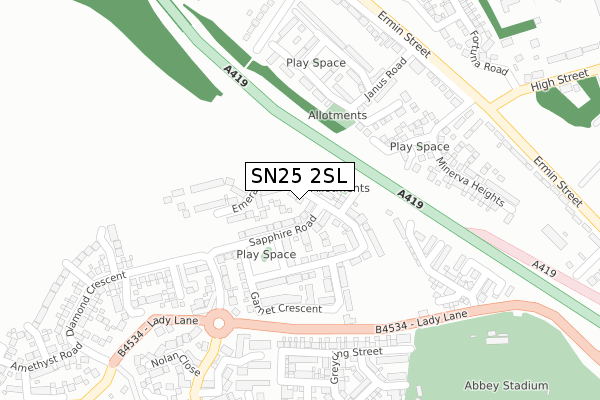 SN25 2SL map - large scale - OS Open Zoomstack (Ordnance Survey)