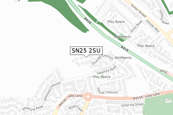 SN25 2SU map - large scale - OS Open Zoomstack (Ordnance Survey)