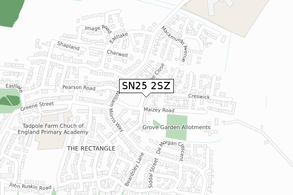 SN25 2SZ map - large scale - OS Open Zoomstack (Ordnance Survey)