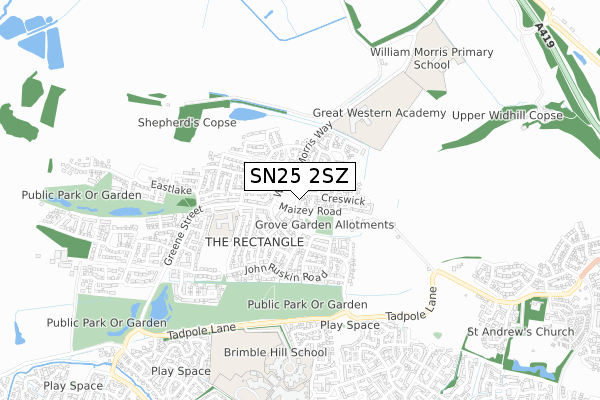SN25 2SZ map - small scale - OS Open Zoomstack (Ordnance Survey) SN25 2SZ map - small scale - OS Open Zoomstack (Ordnance Survey)