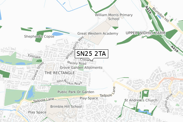 SN25 2TA map - small scale - OS Open Zoomstack (Ordnance Survey) SN25 2TA map - small scale - OS Open Zoomstack (Ordnance Survey)