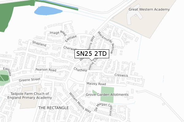 SN25 2TD map - large scale - OS Open Zoomstack (Ordnance Survey)