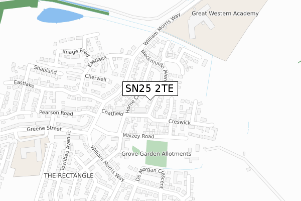 SN25 2TE map - large scale - OS Open Zoomstack (Ordnance Survey)