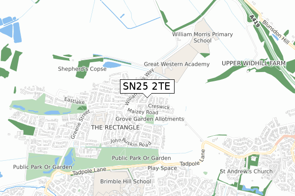 SN25 2TE map - small scale - OS Open Zoomstack (Ordnance Survey) SN25 2TE map - small scale - OS Open Zoomstack (Ordnance Survey)