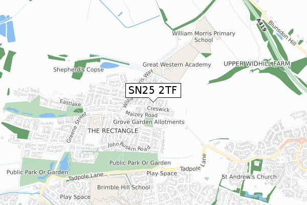 SN25 2TF map - small scale - OS Open Zoomstack (Ordnance Survey)