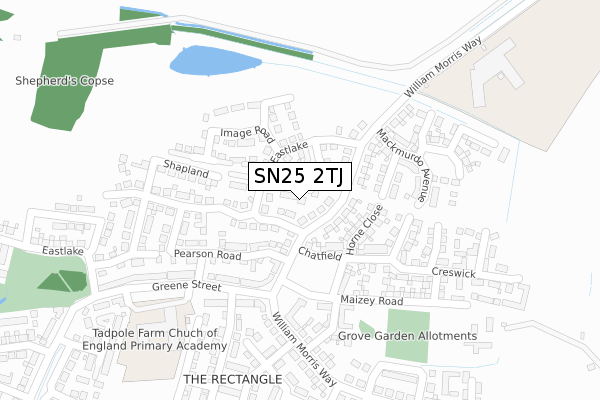 SN25 2TJ map - large scale - OS Open Zoomstack (Ordnance Survey)