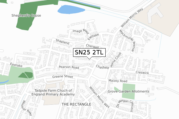 SN25 2TL map - large scale - OS Open Zoomstack (Ordnance Survey)