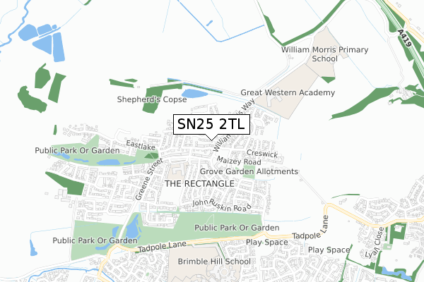 SN25 2TL map - small scale - OS Open Zoomstack (Ordnance Survey)