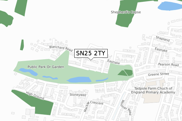 SN25 2TY map - large scale - OS Open Zoomstack (Ordnance Survey)